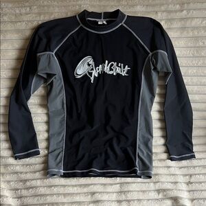 Men's Black and Gray Swim Shirt